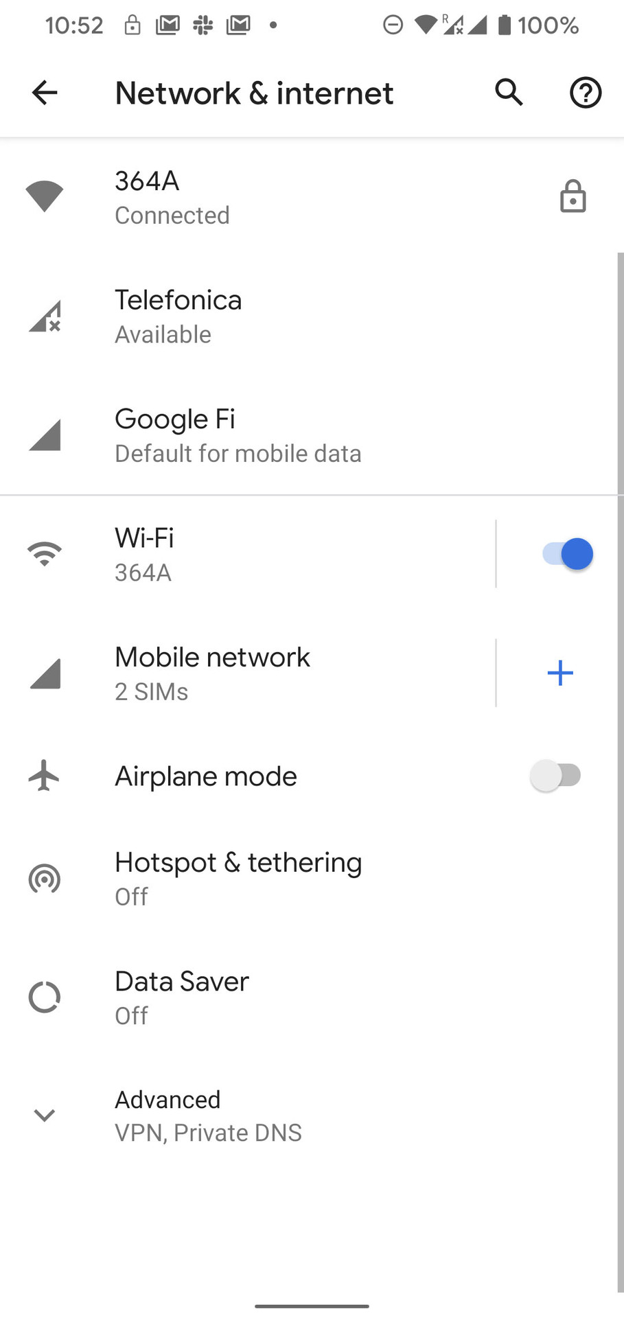Google Pixel 4 dual SIM dual standby network settings