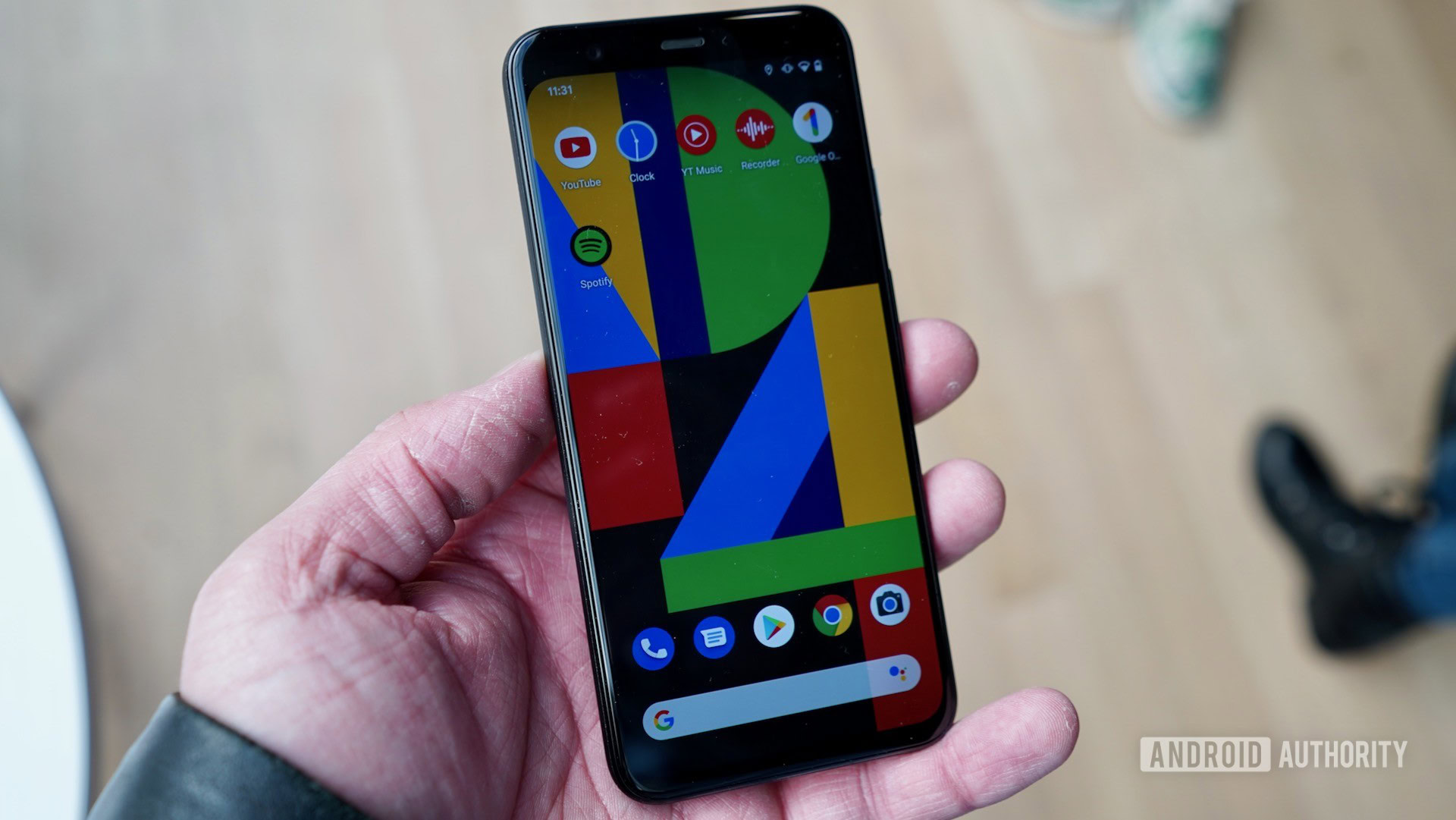 Google Pixel 4 in hand angled