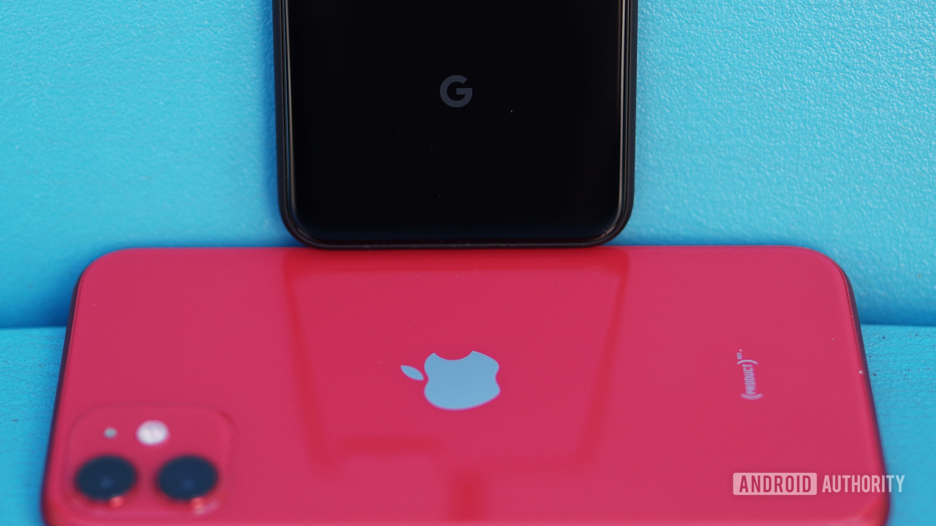 Google Pixel 4 logo on Apple iPhone 11 logo