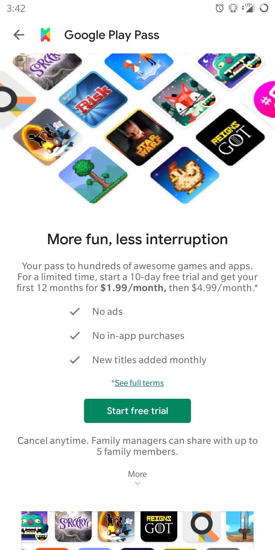 Google Play Pass sign up