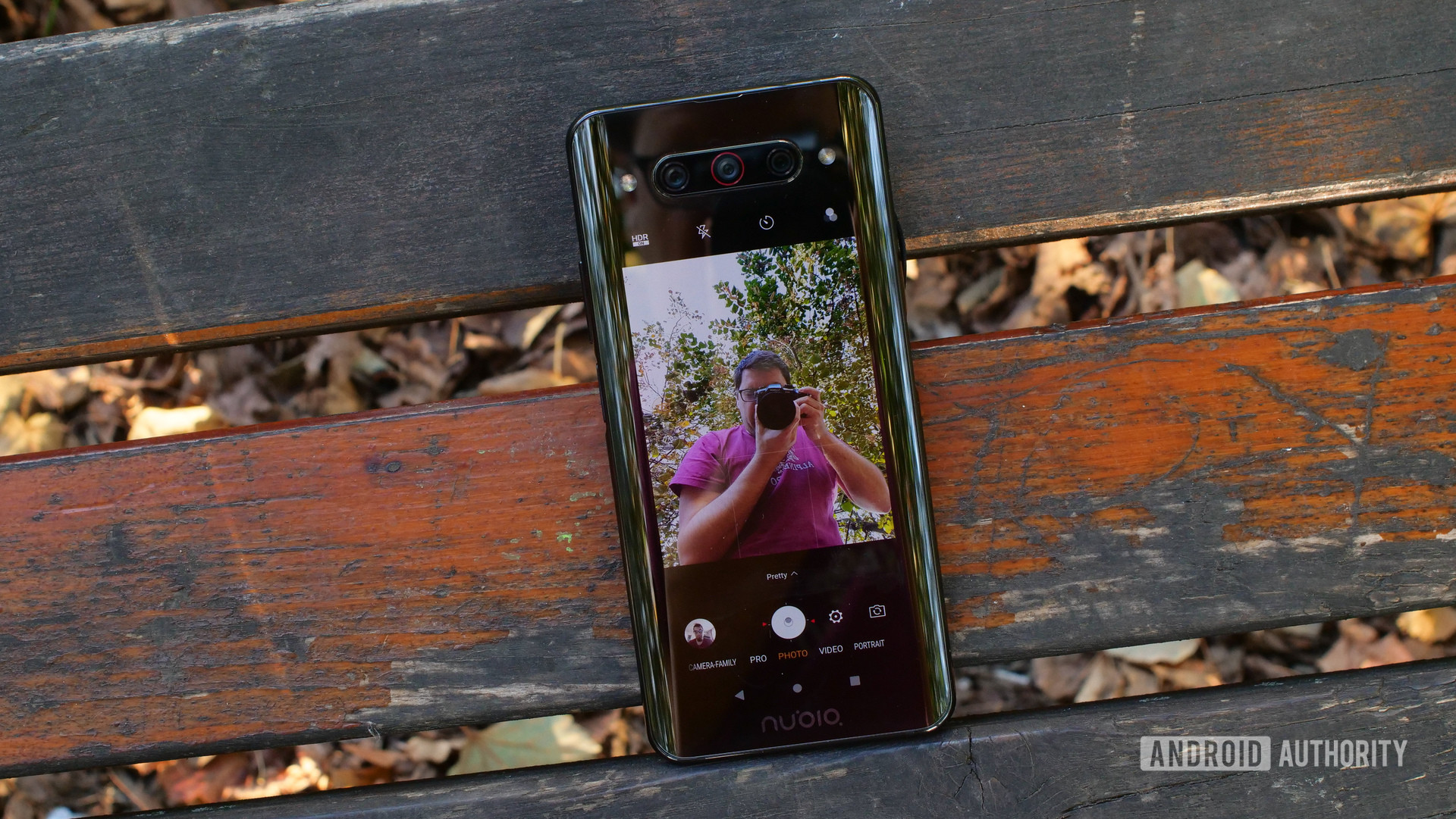 Nubia Z20 with camera app in selfie mode 26