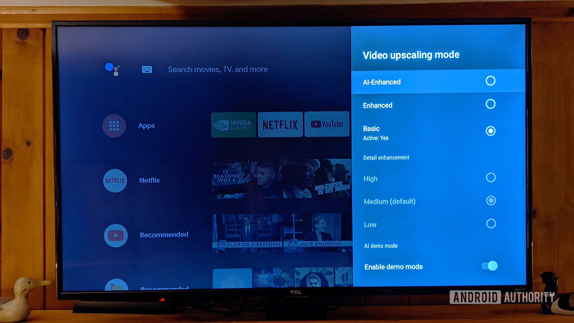 NVIDIA Shield TV AI upscaling settings