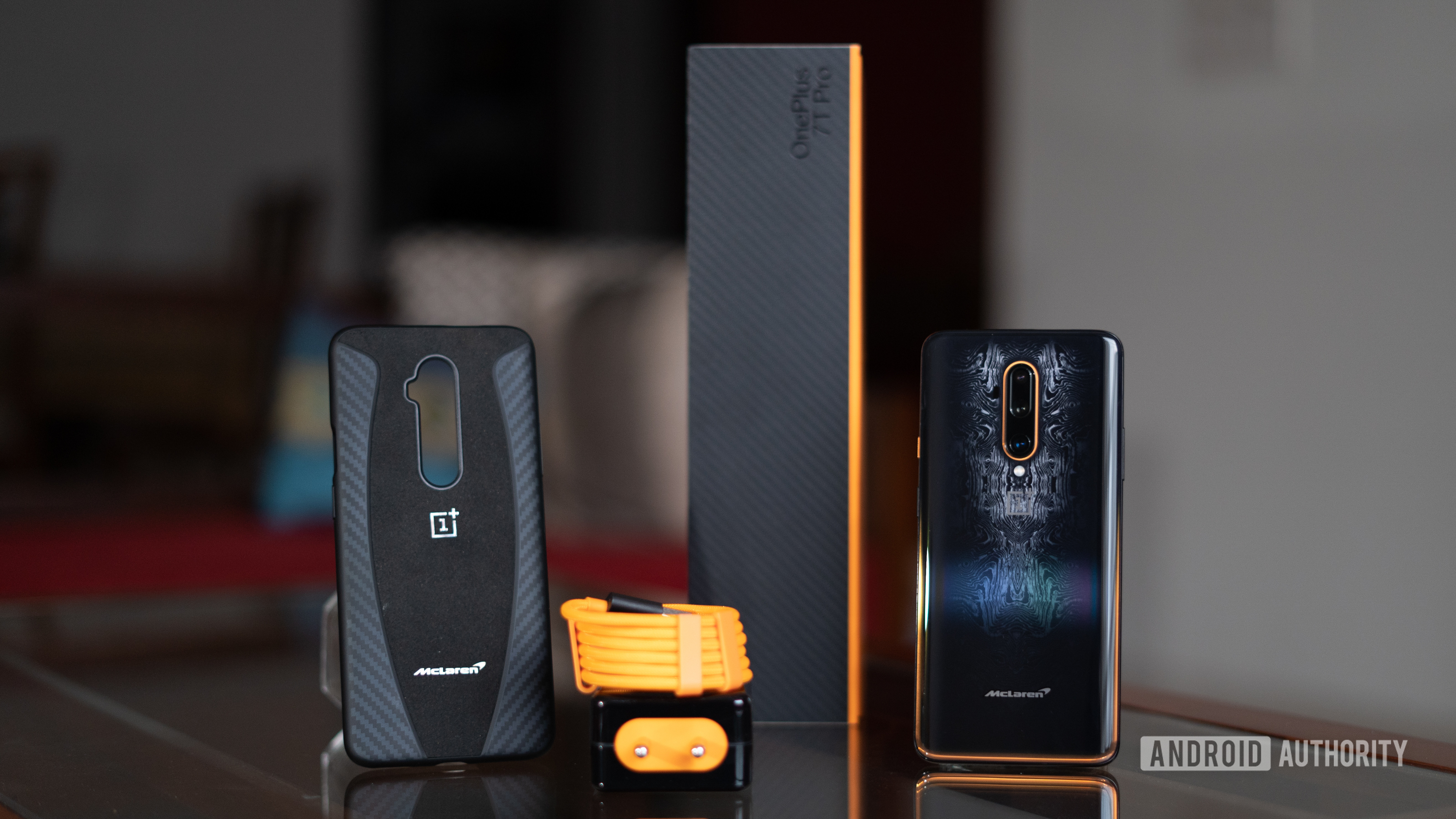OnePlus 7T Pro McLaren Edition showing all accessories