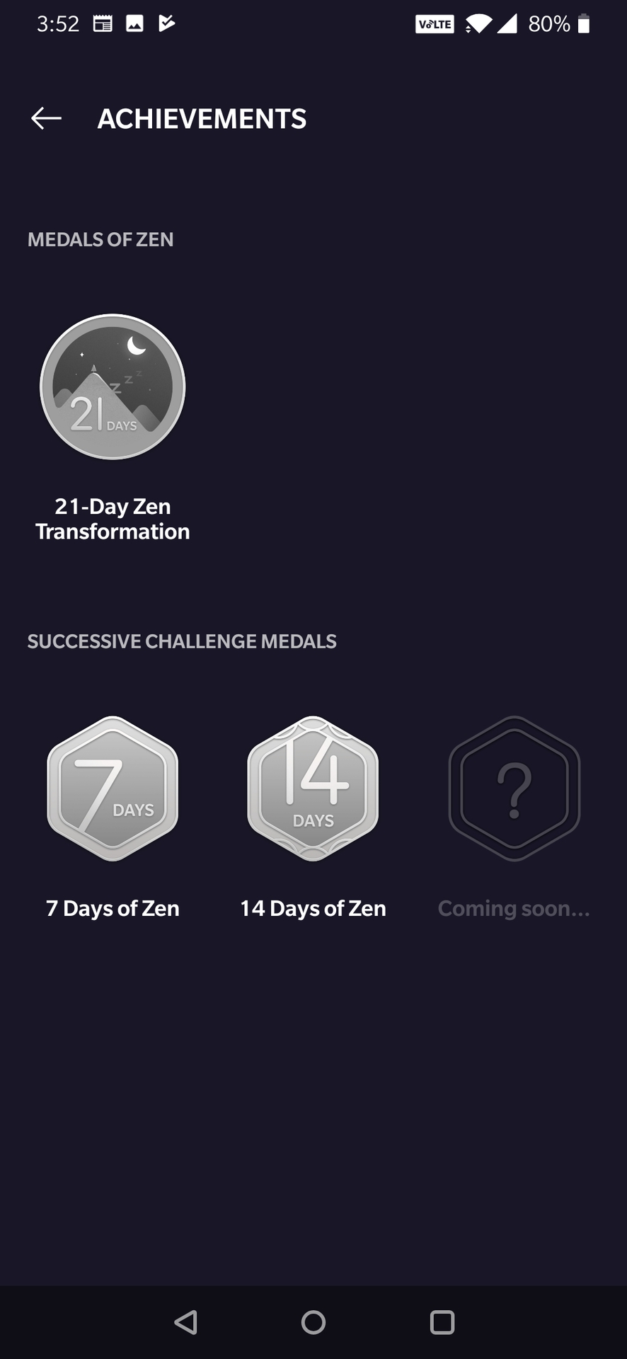 OnePlus Zen mode chievements page