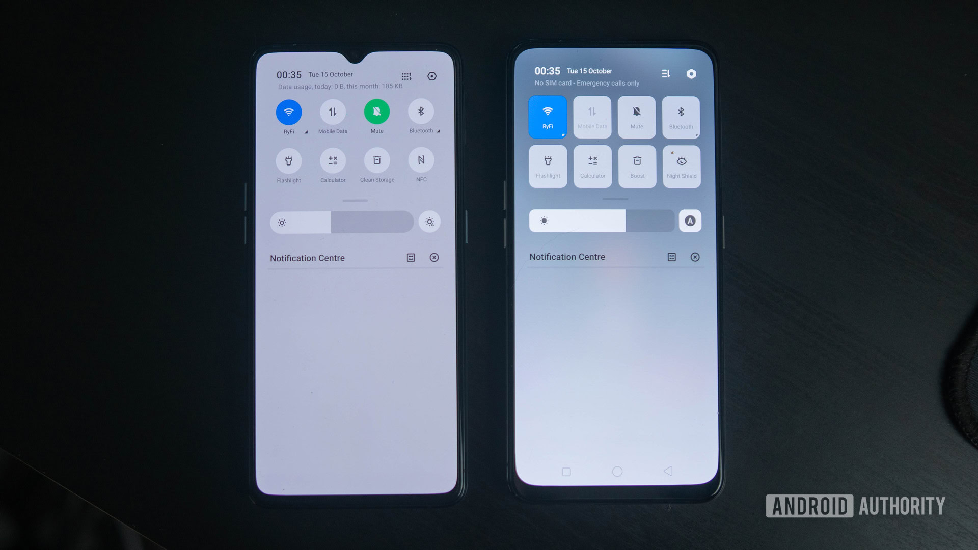 realme X2 Pro quick settings comparison to realme X