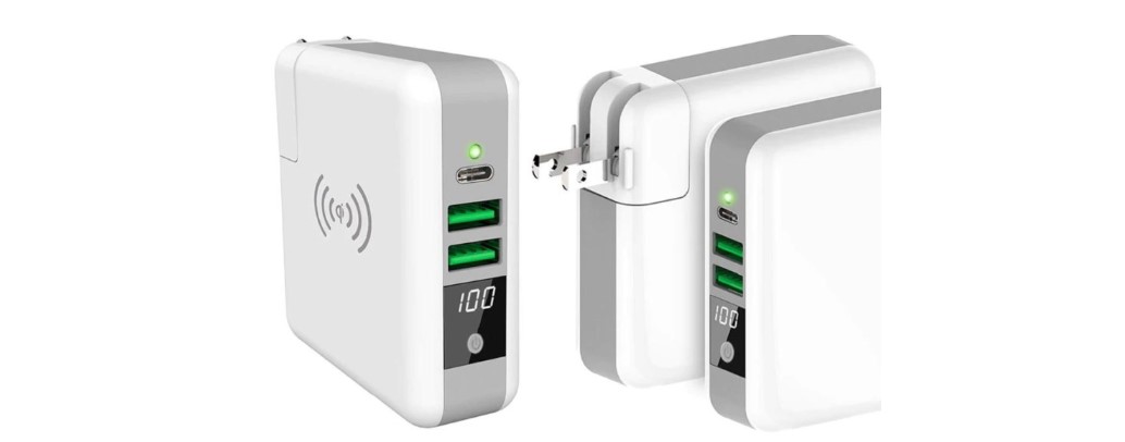 Three-Port Charger with Qi-Enabled Wireless Charger &amp; Power Bank