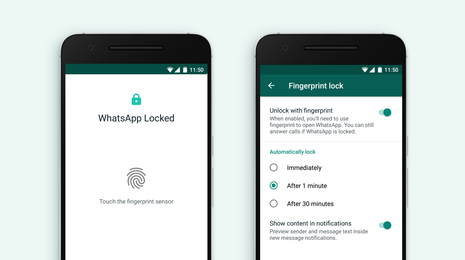 WhatsApp Fingerprint unlocking