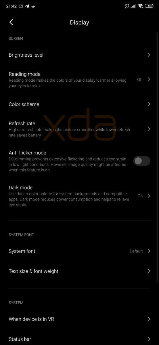XDA Xiaomi MIUI 11 Refresh Rate Settings 1