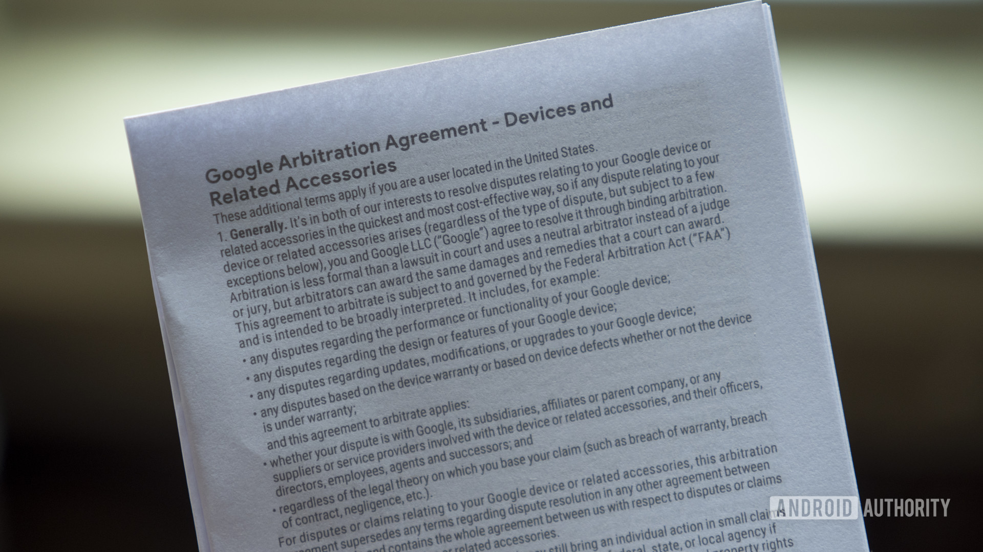 google arbitration agreement devices and related accessories pixel 4 paper 1