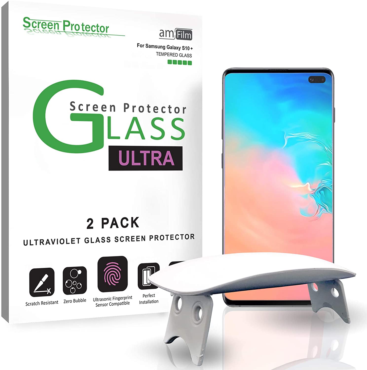 amfilm tempered glass screen protector for the galaxy s10 plus