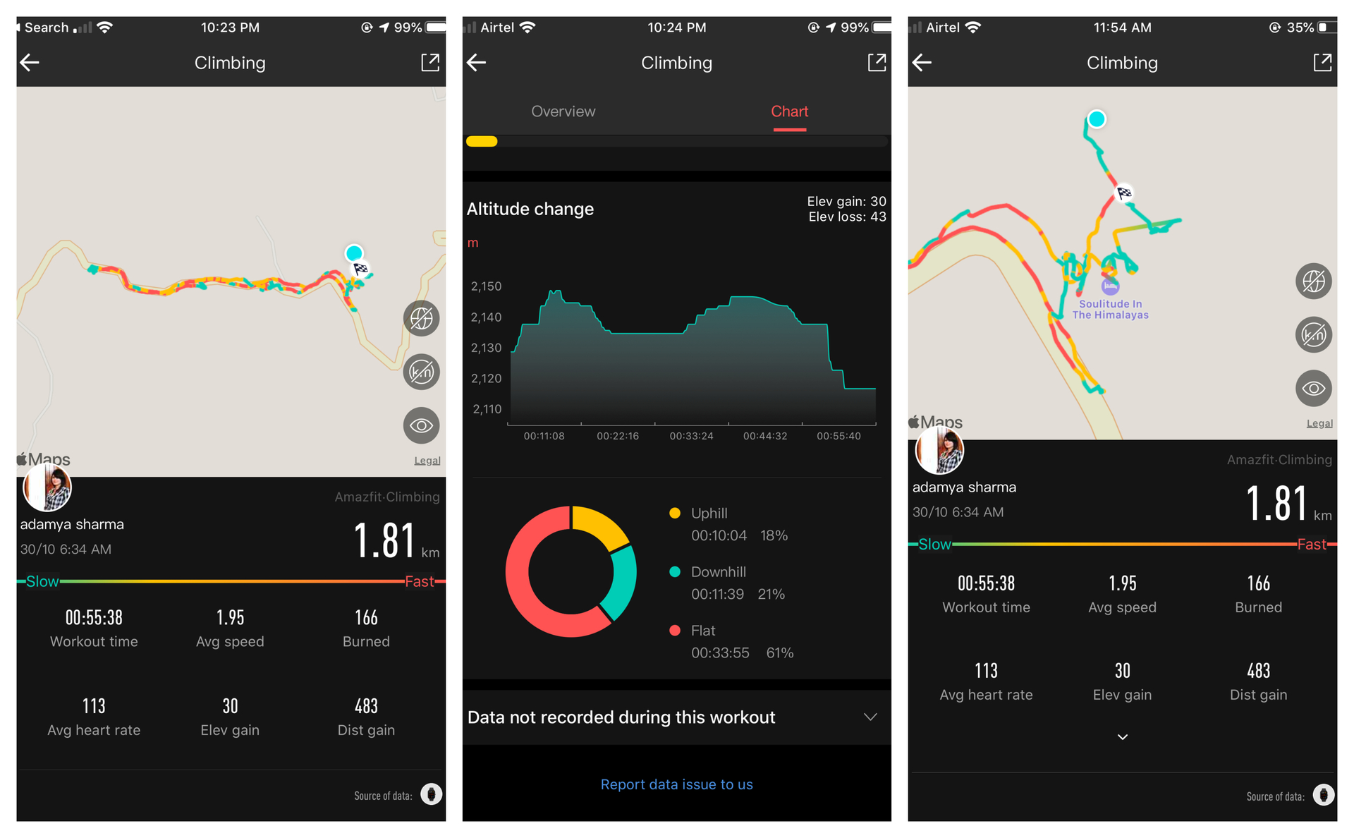 Amazfit GTS GPS and Clinbing Stats