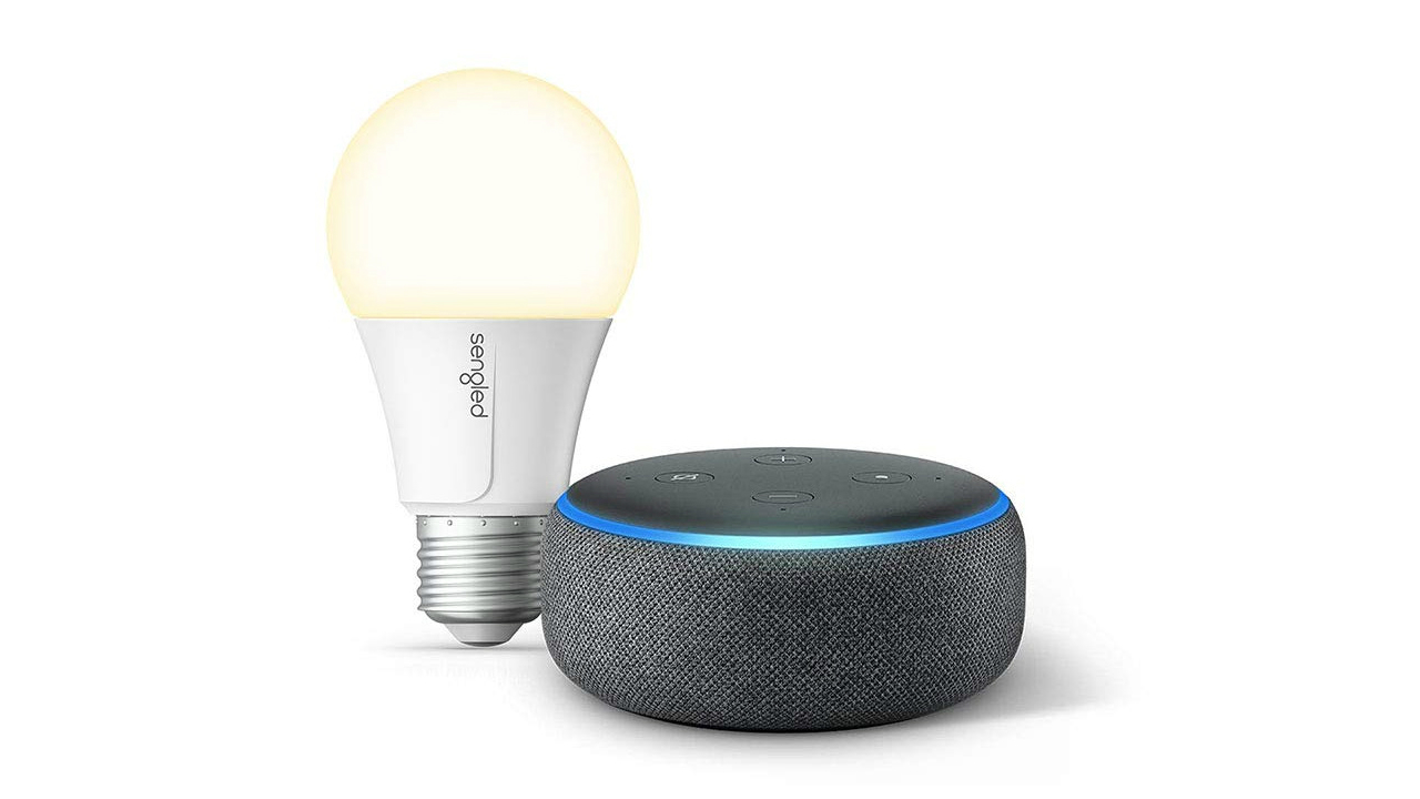 Amazon Echo Dot with Sengled Smart Bulb press render
