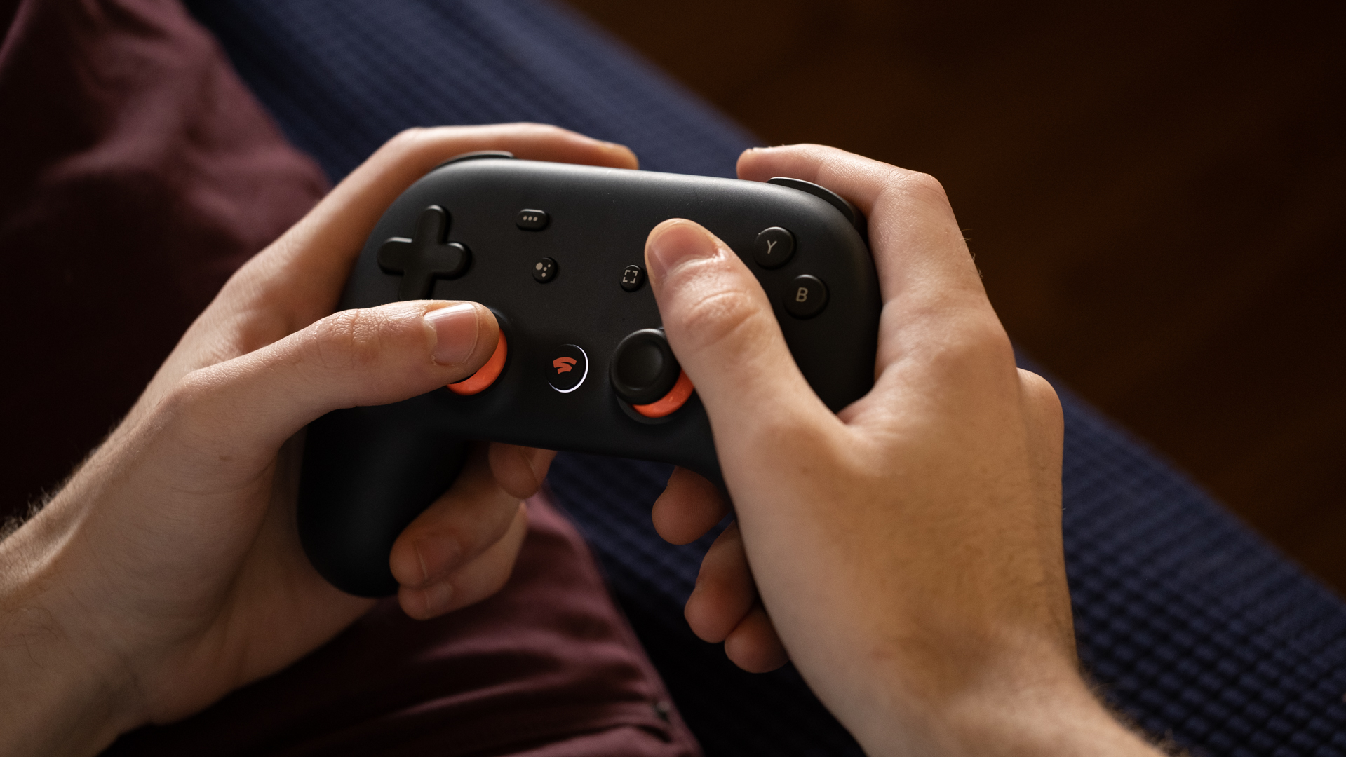 Google Stadia review playing on controller 4