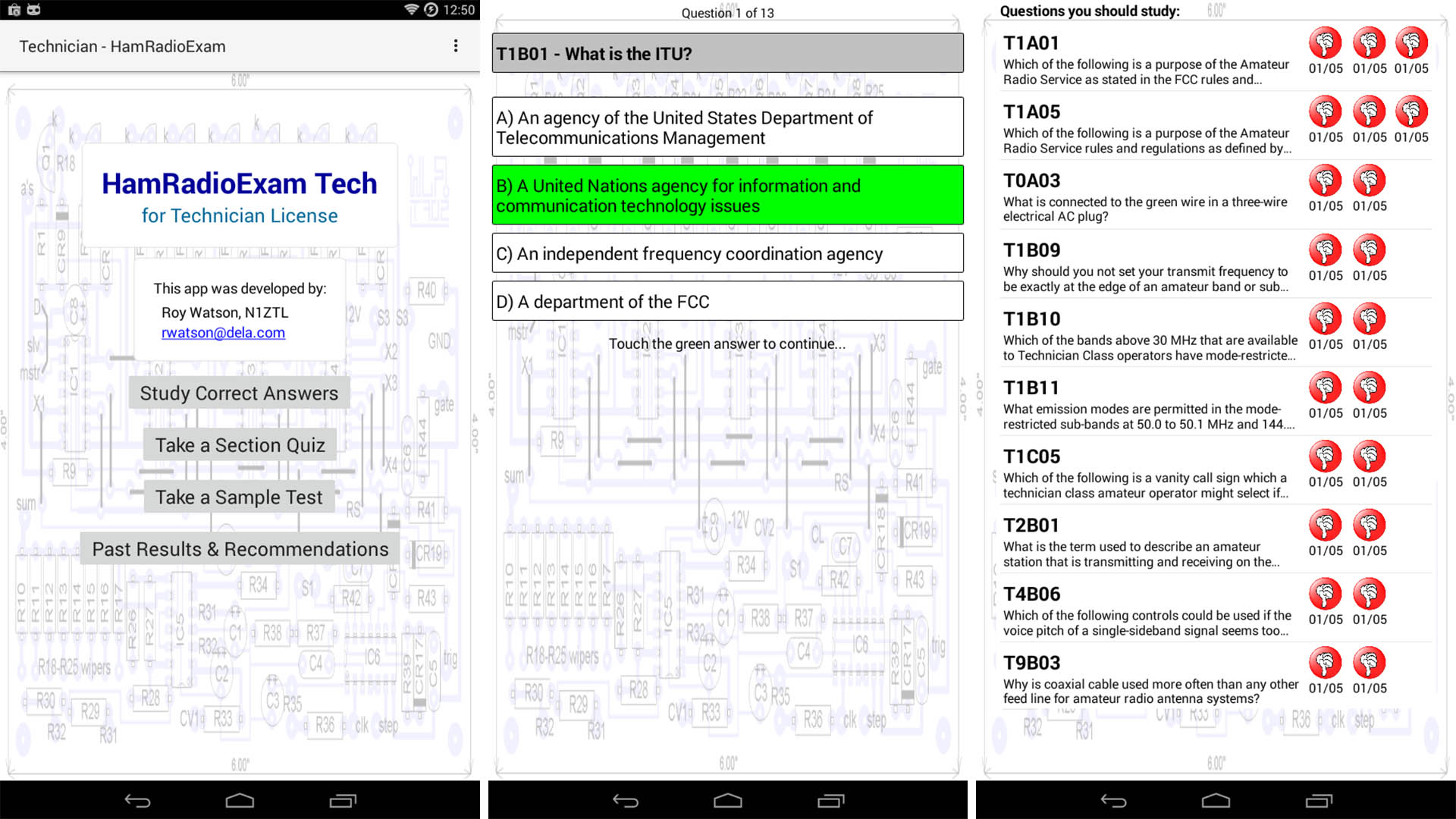 HamRadioExam screenshot for the best walkie talkie apps