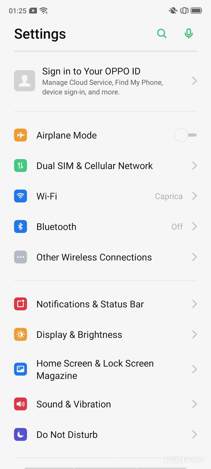 Oppo Reno Ace review settings screen