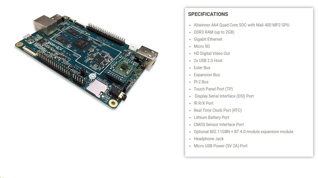 PINE64 PINE A64 specs