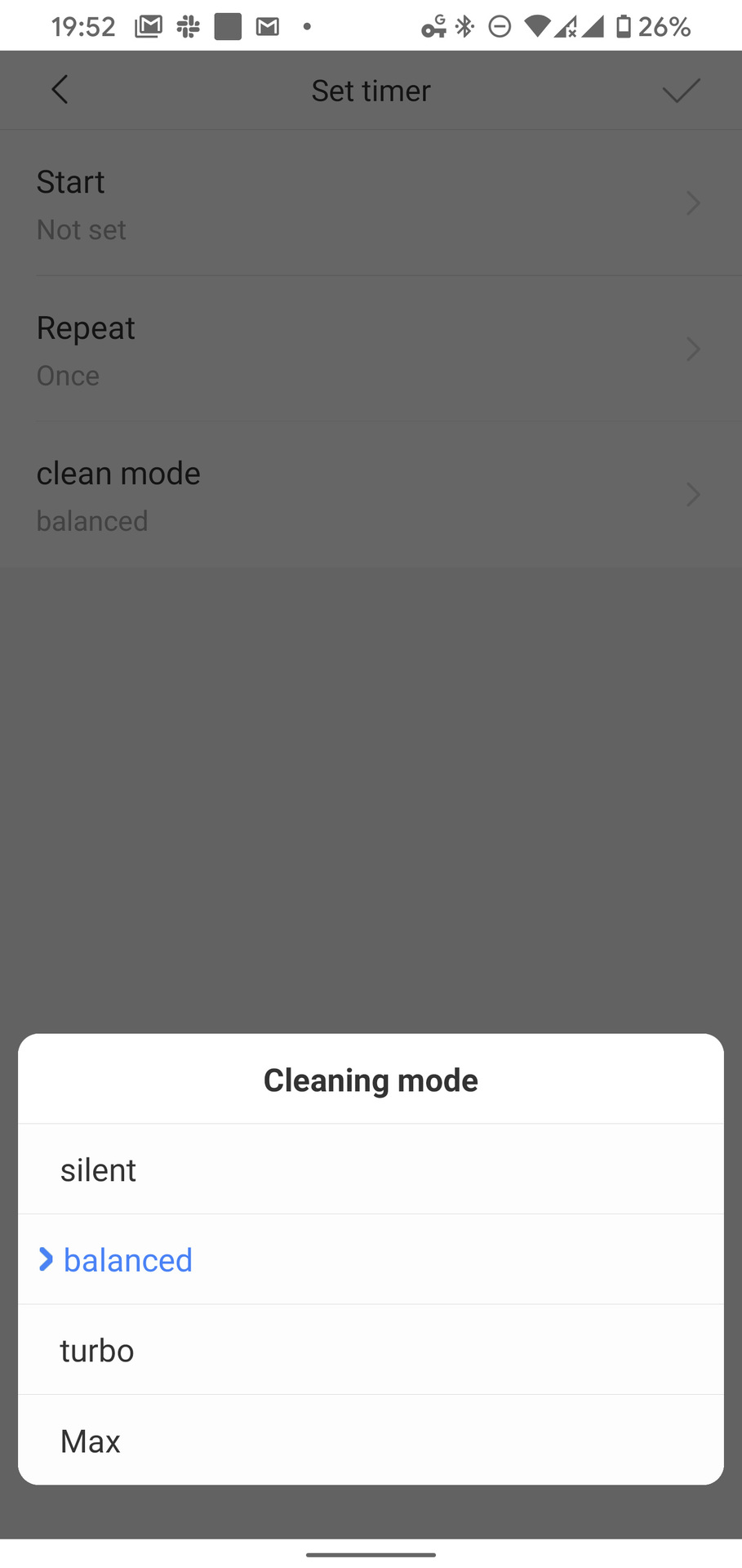 Roborock app cleaning modes
