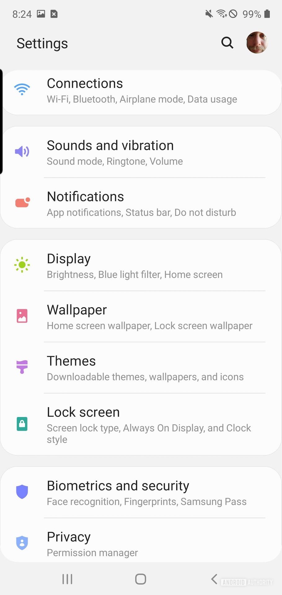 Samsung One UI 2 system settings