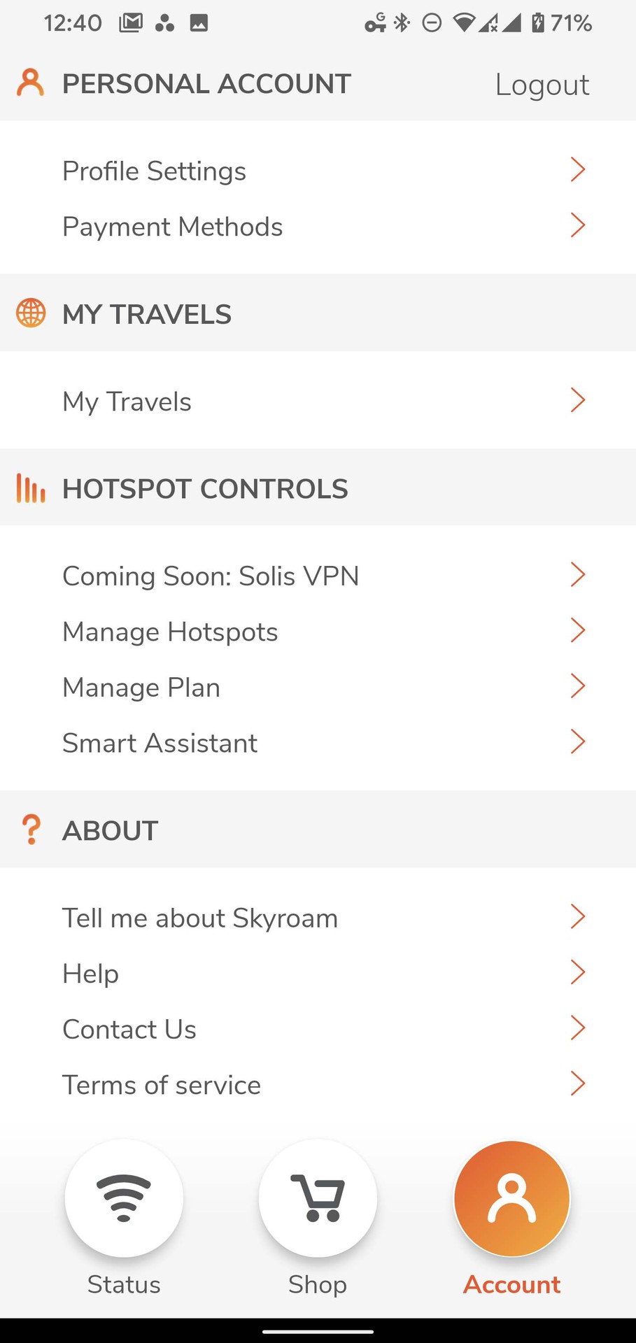 Skyroam Solis X app settings