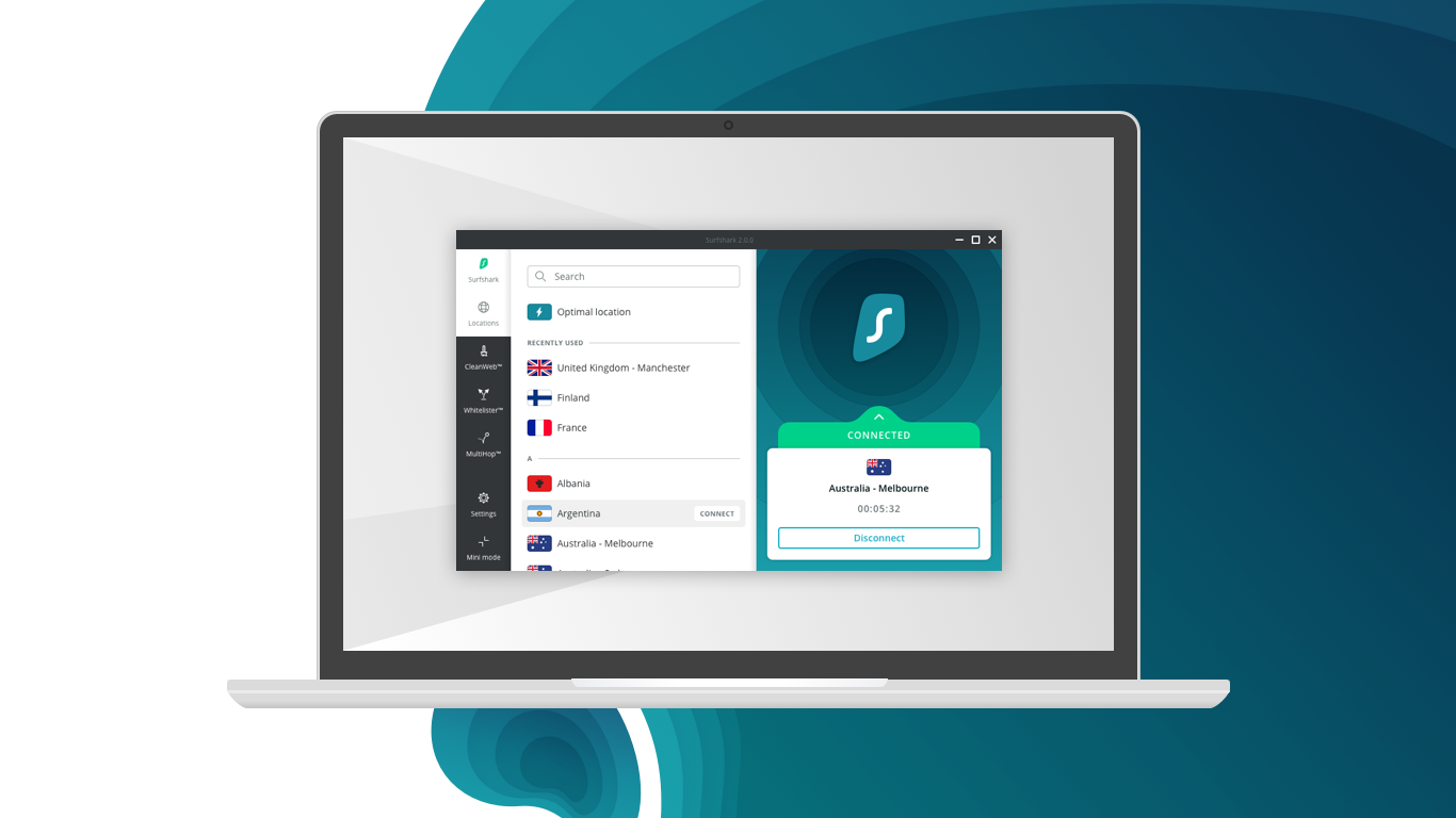 Surfshark User Interface mock