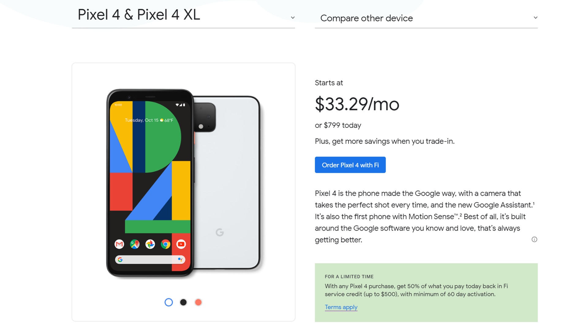Google Fi's Pixel 4 deal.