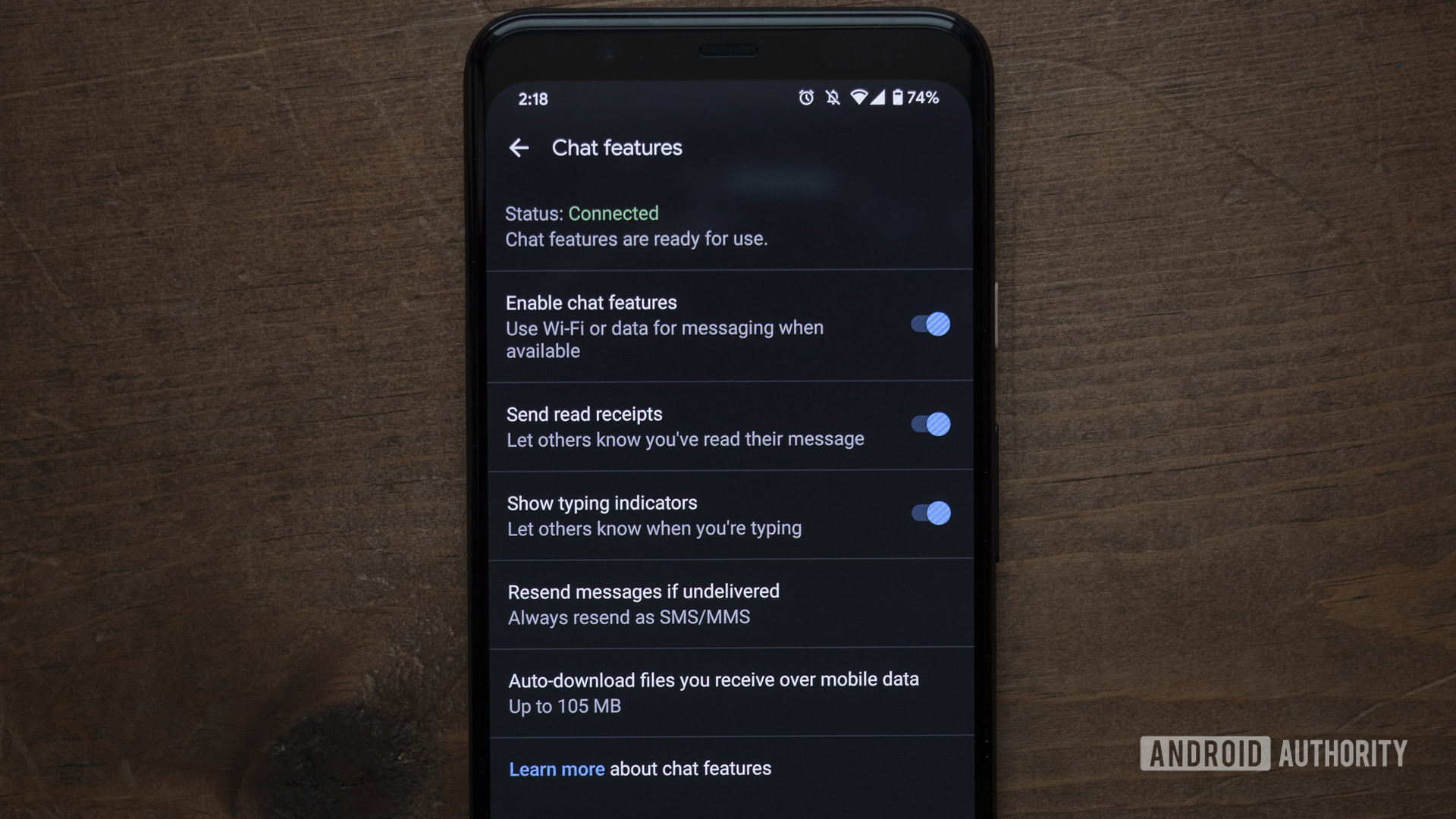 google messages chat features read receipts typing indicators rcs app google pixel 4 xl 6