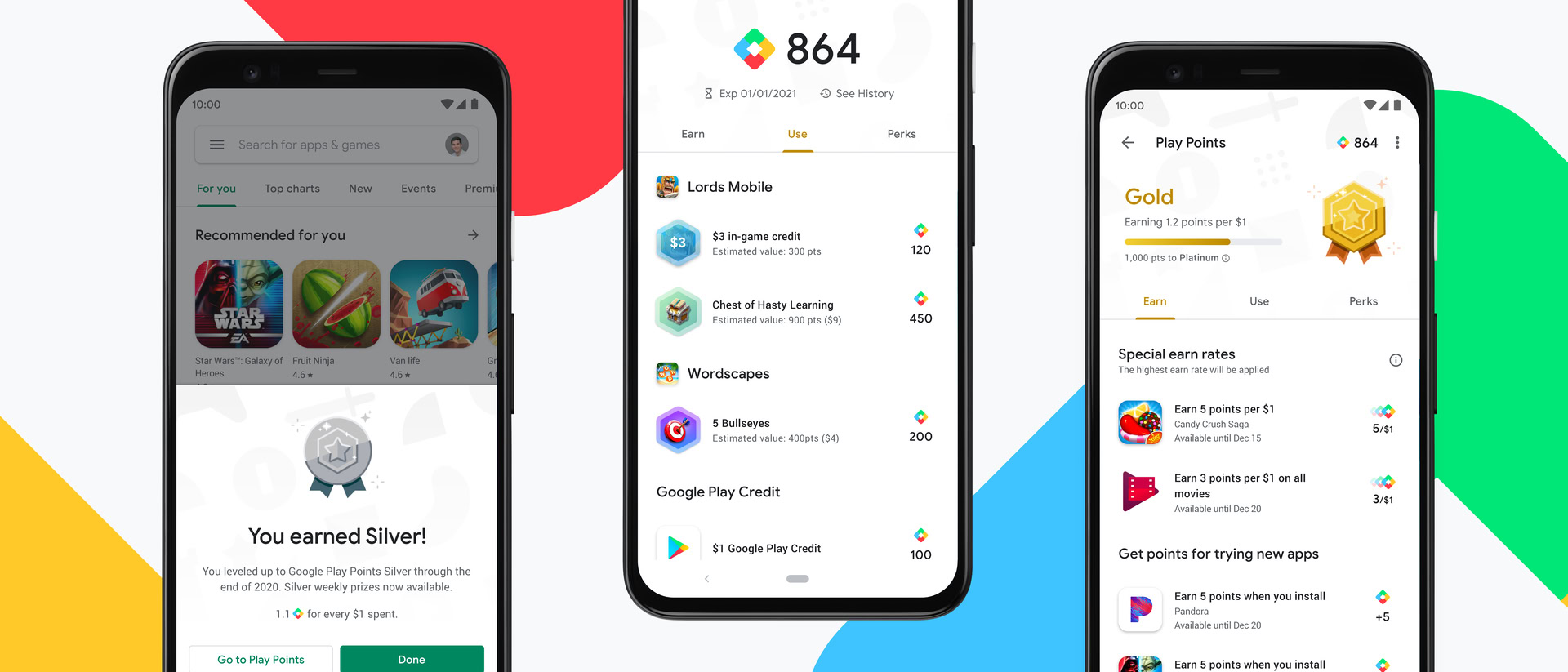 google play points header on google pixel 4