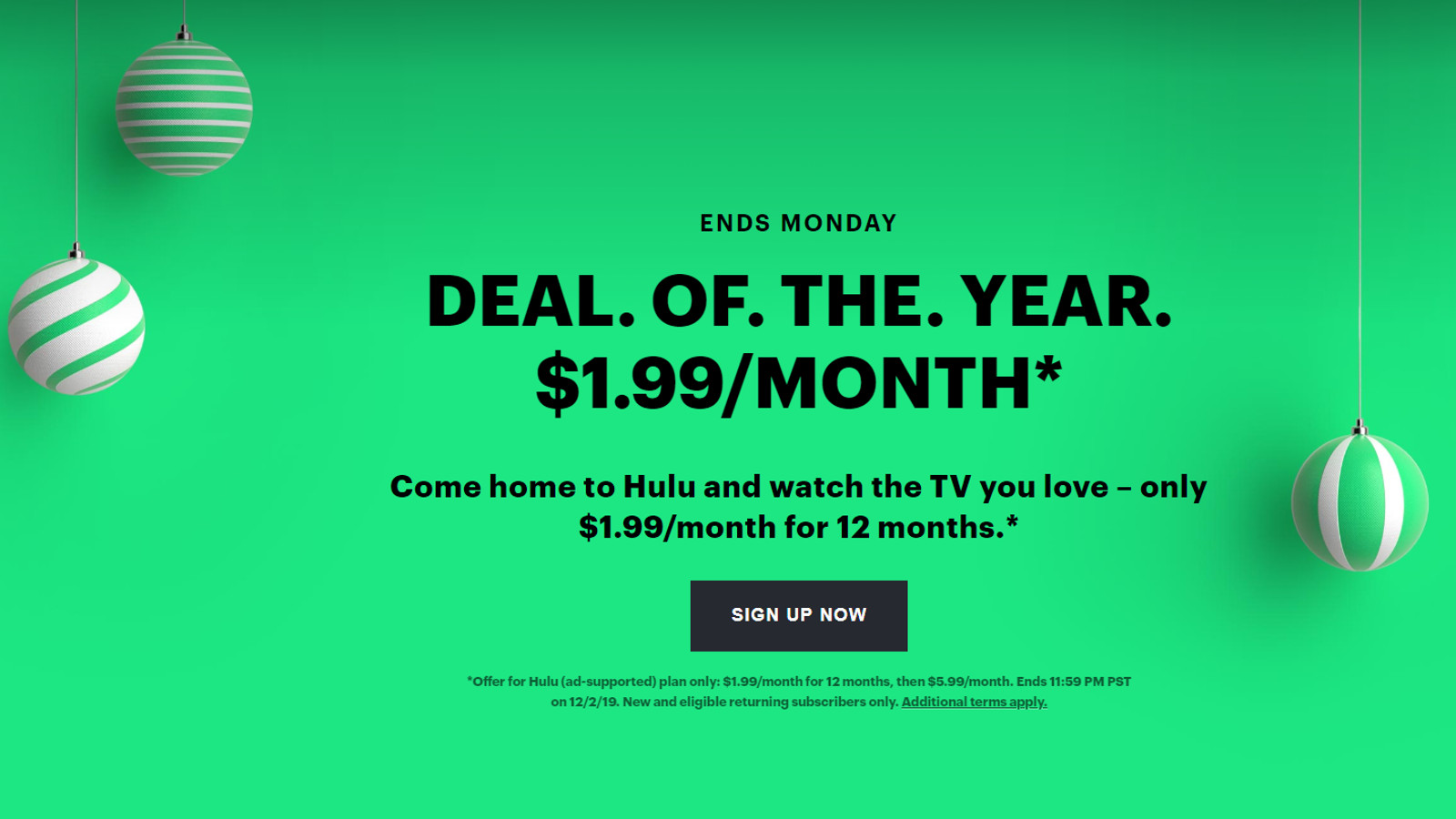 Hulu's Black Friday deal.