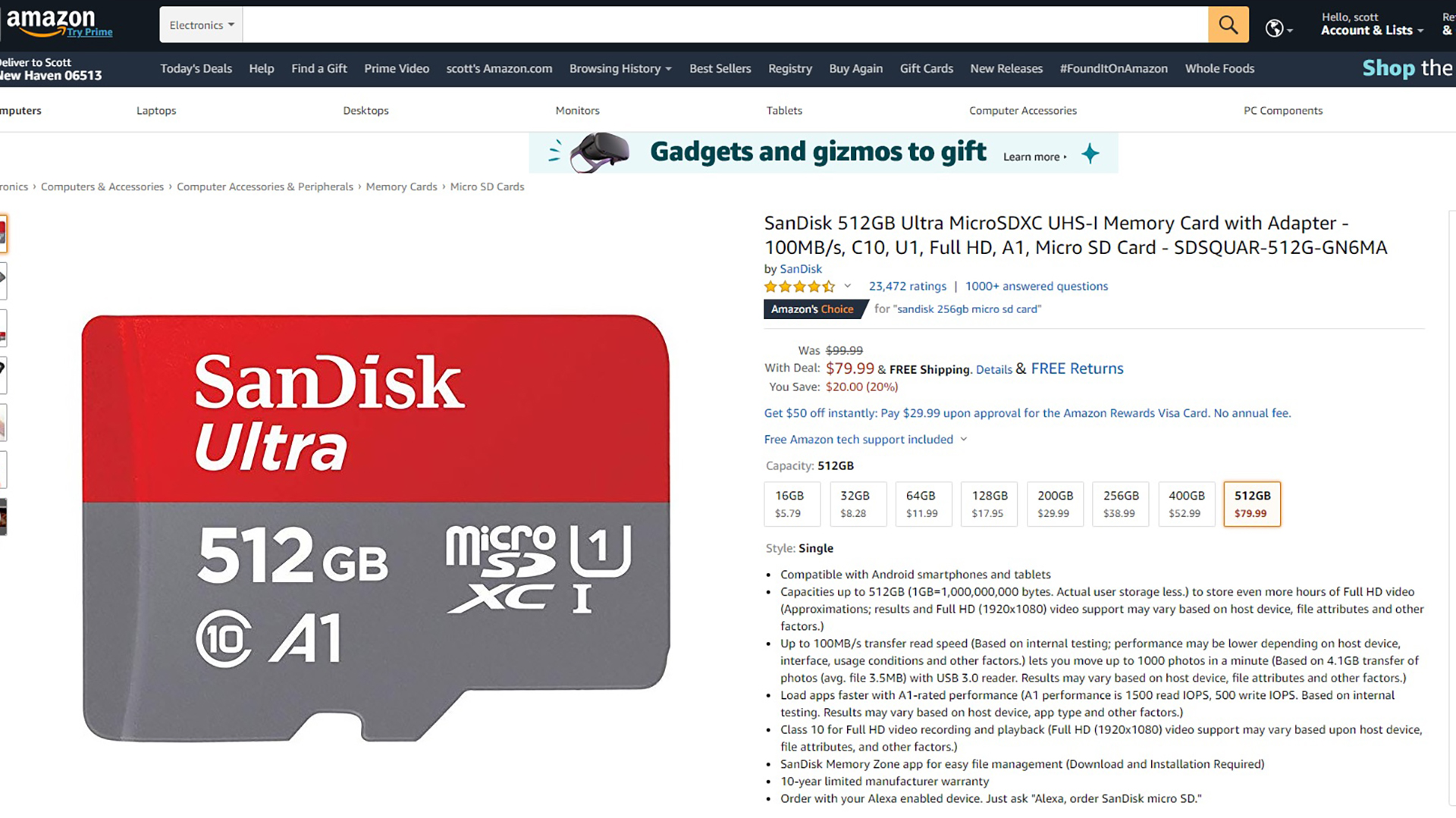 microSD card deal SanDisk 512GB November 2019