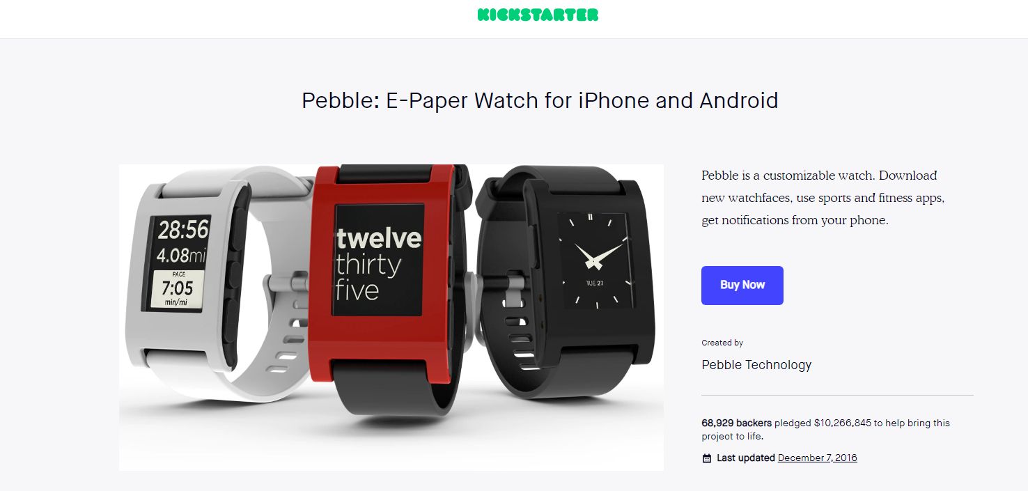pebble watch kickstarter