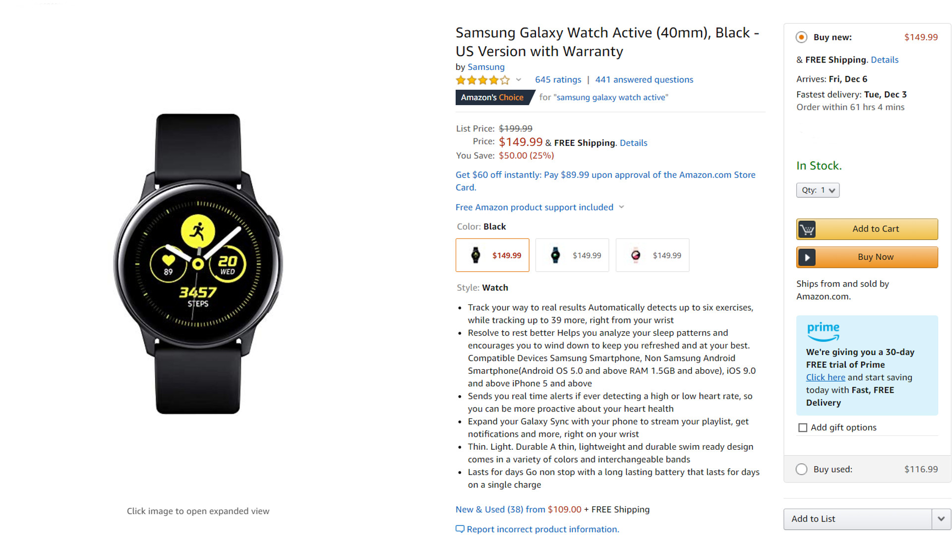 The Samsung Galaxy Watch Active.