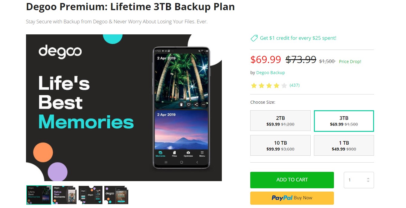 Degoo Premium Lifetime 3TB Backup Plan Deal