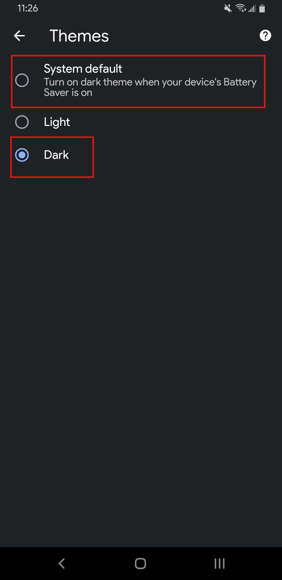 Google Chrome Dark Mode theme picker