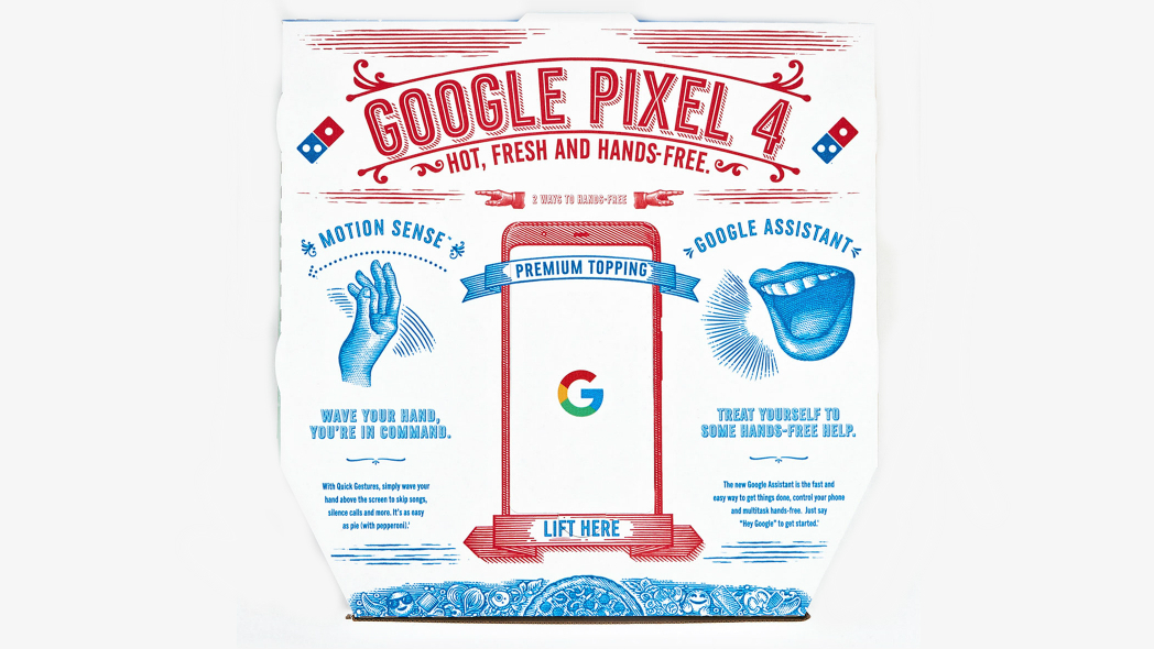 Google Pixel 4 dominos pizza box