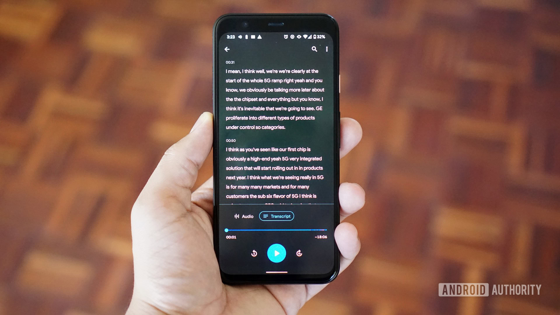 Grabadora de Google en Pixel 4.