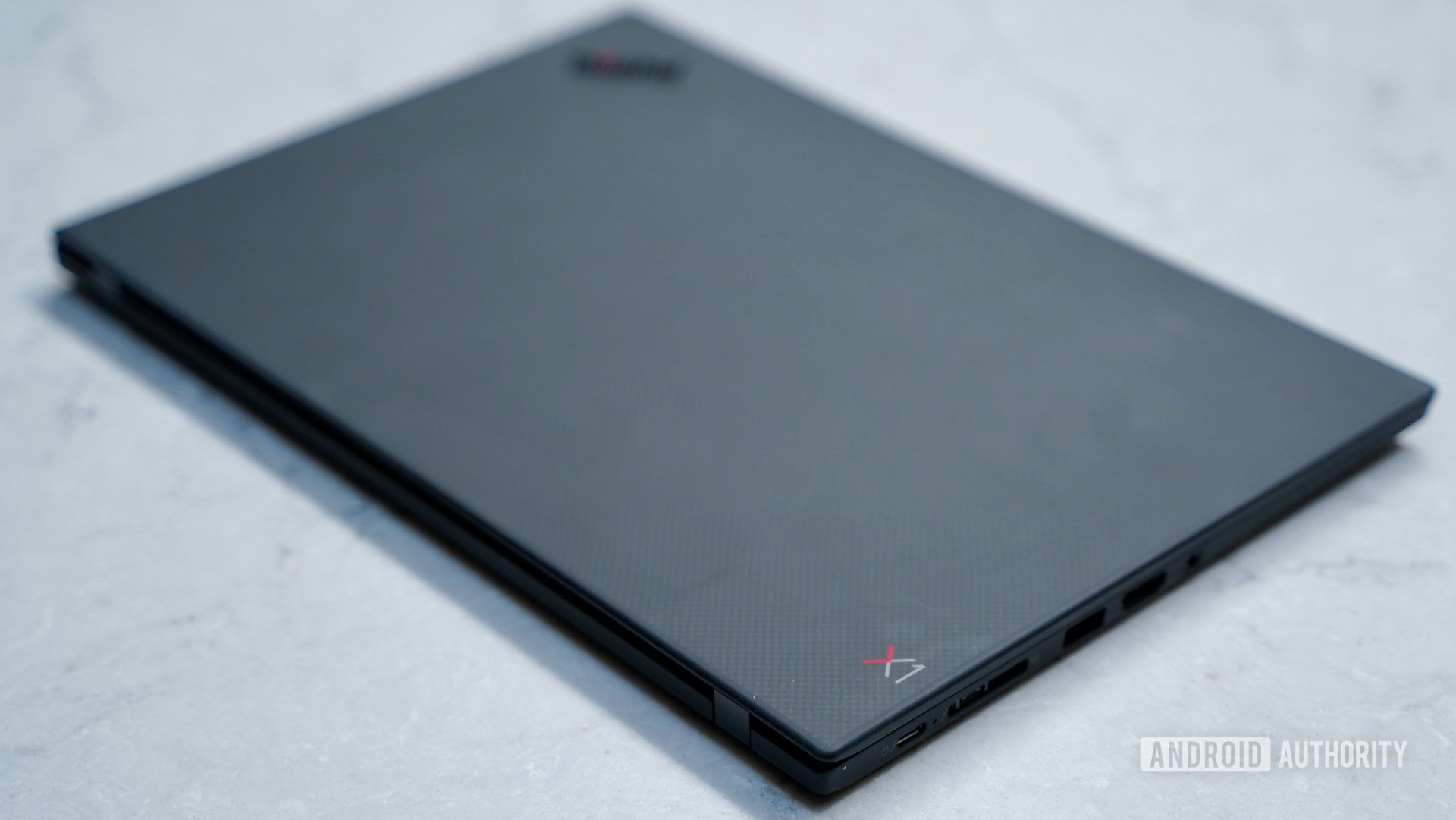 Lenovo ThinkPad X1 Carbon review X1 logo in focus