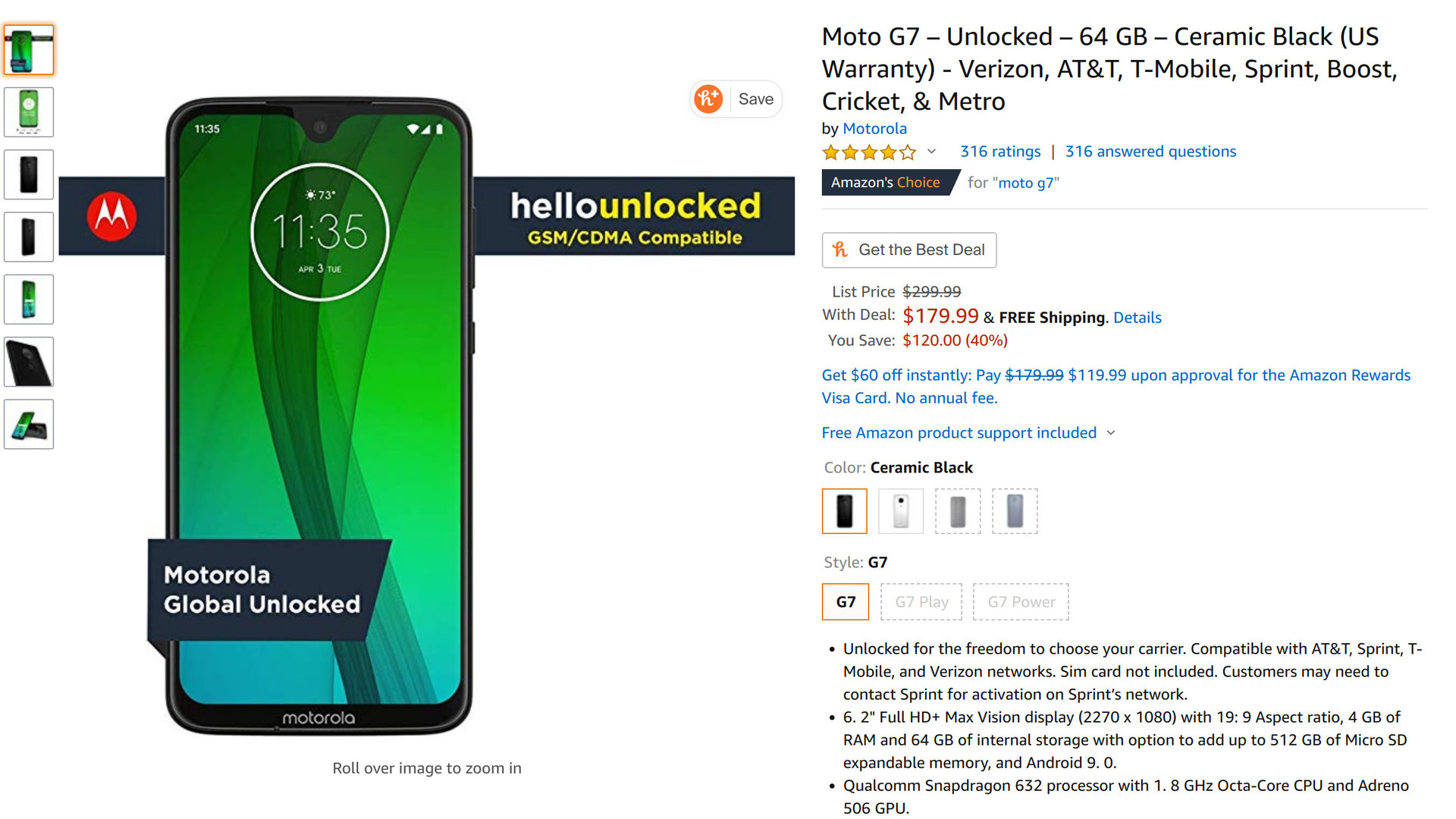 Motorola Moto G7 Amazon sale