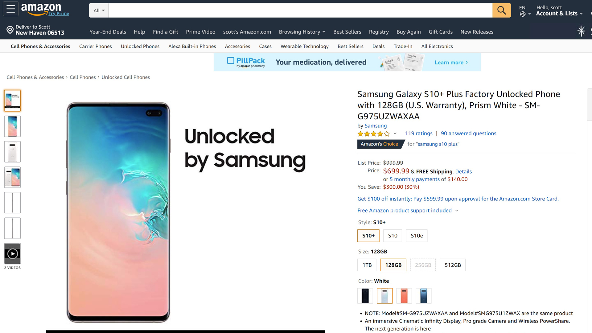Samsung Galaxy S10 Plus Amazon Deal December 2019