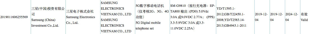 Samsung Galaxy S11e 5G rumored specs list