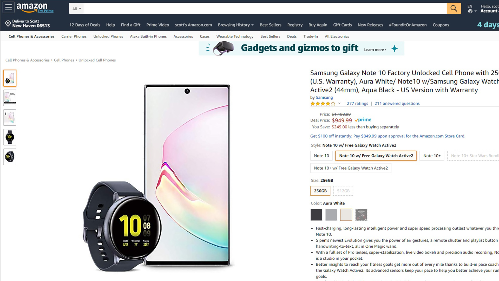 Samsung Galaxy Watch Active 2 Deal with Galaxy Note 10