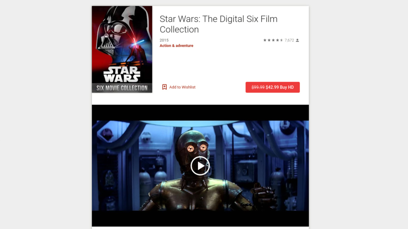 Star Wars deal on the Google Play Store