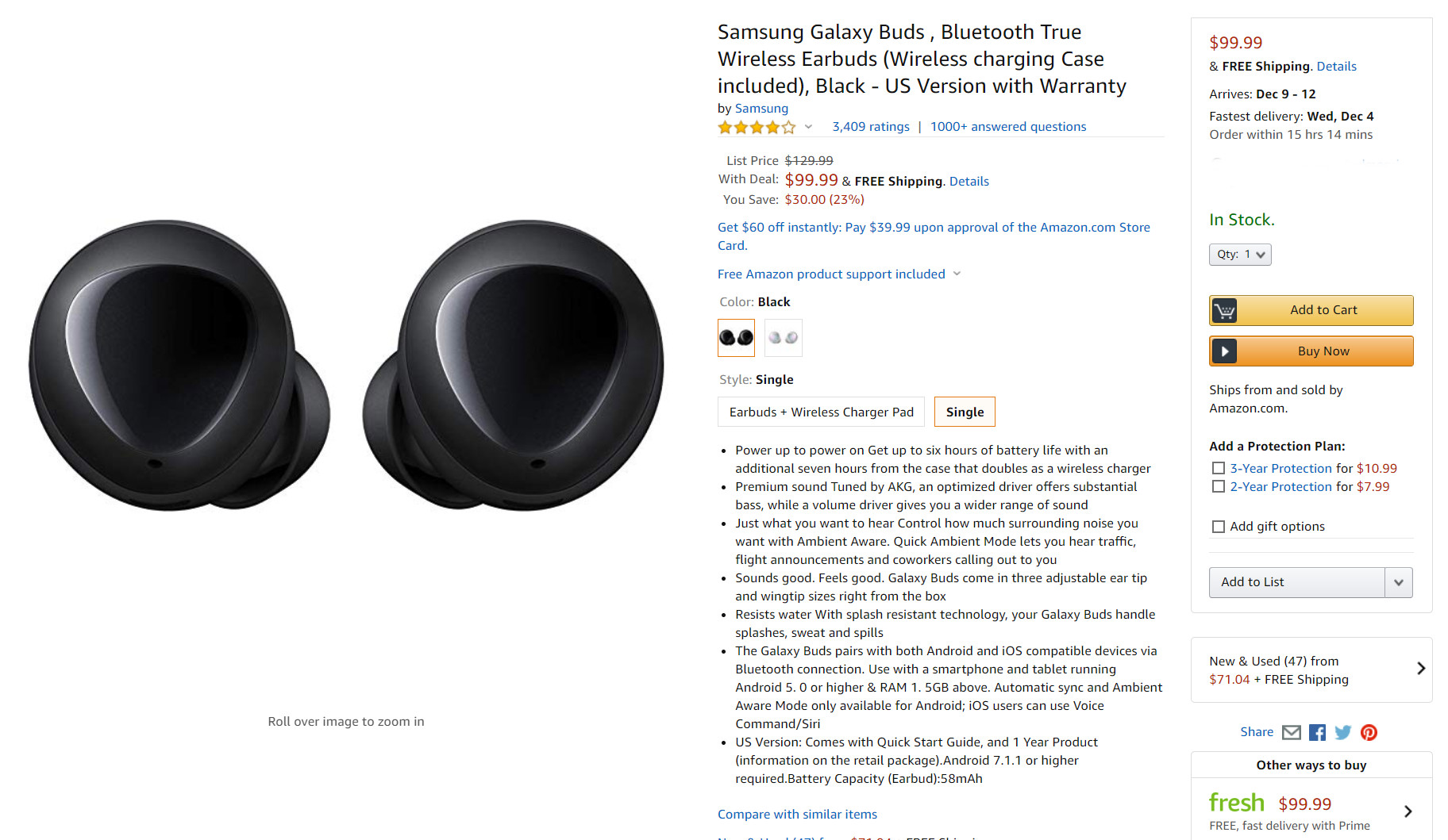 A Samsung Galaxy Buds deal via Amazon.