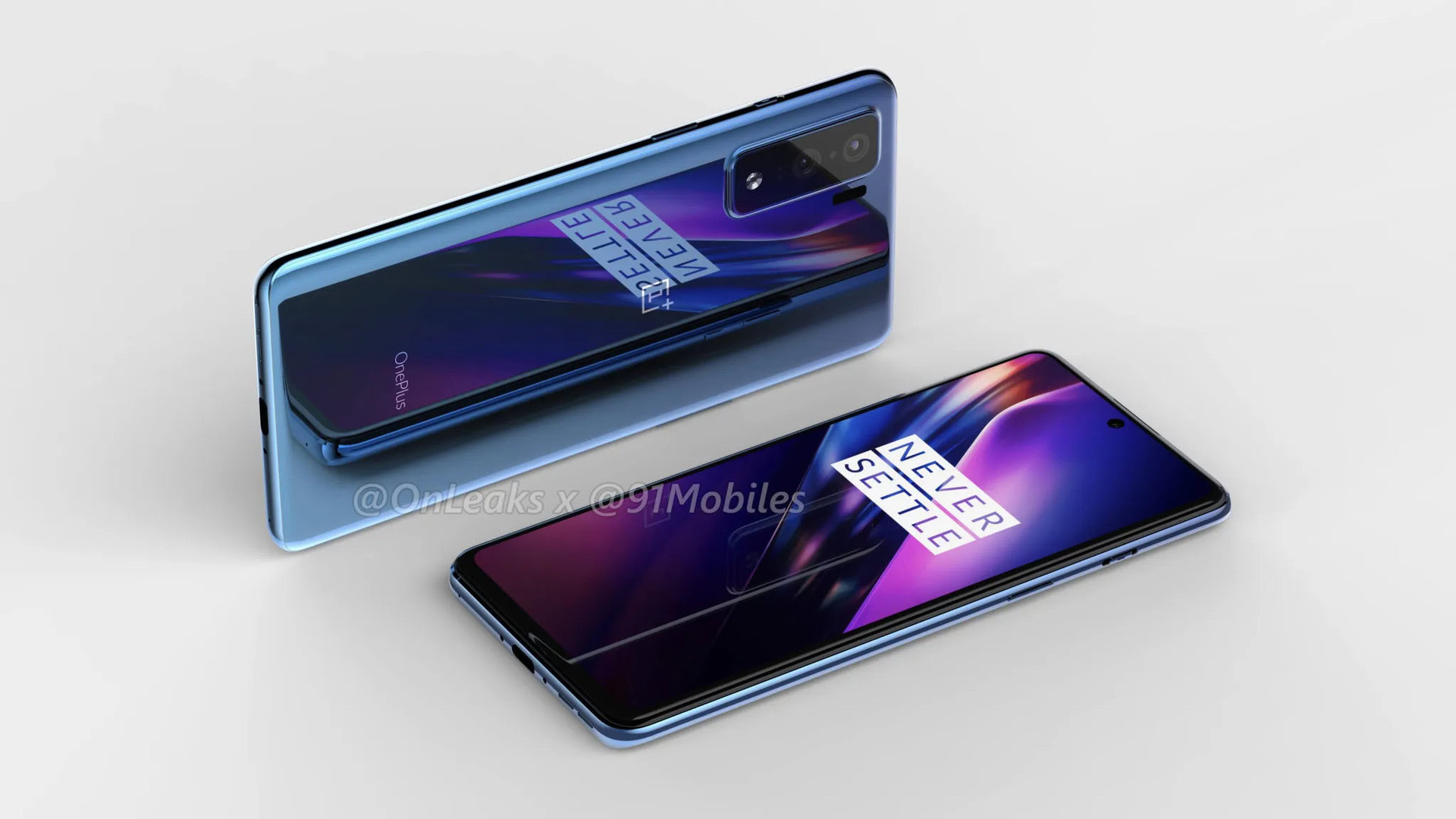 An apparent mid-range OnePlus phone render.