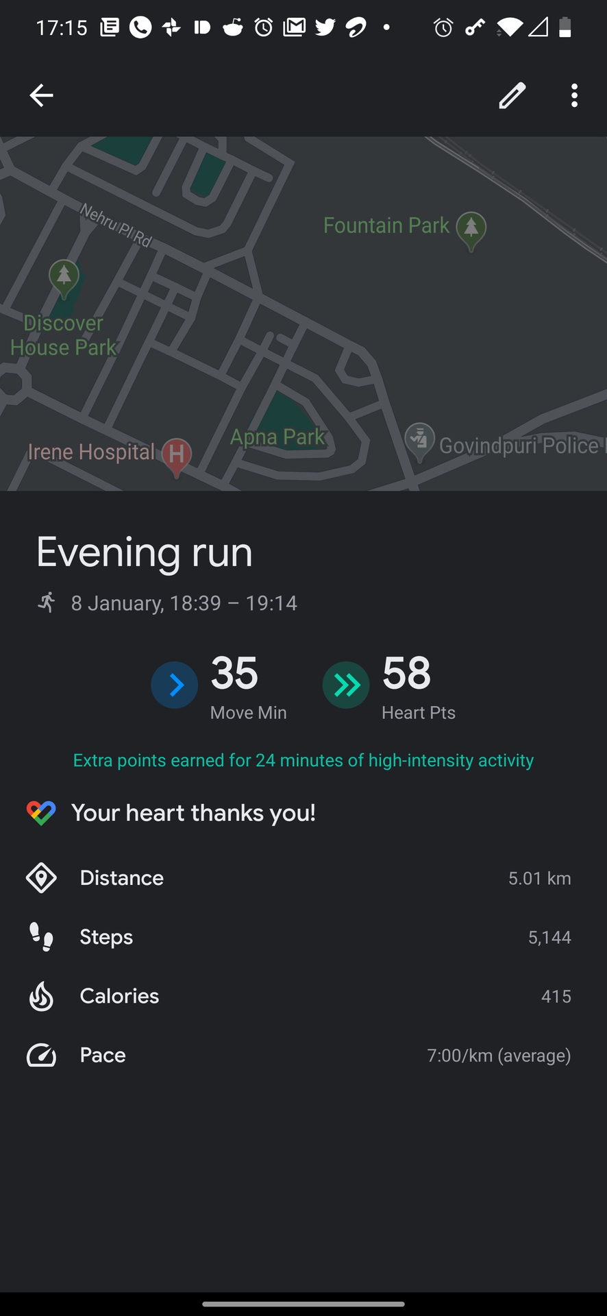 Google Fit individual run