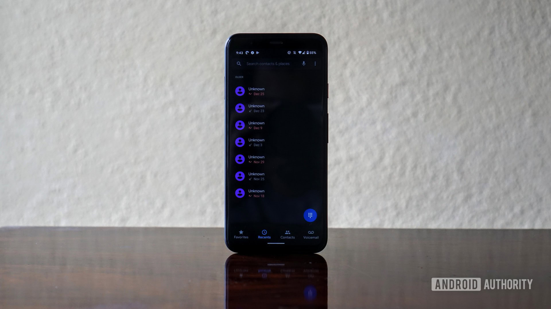 Aplicación Google Phone en Pixel 4