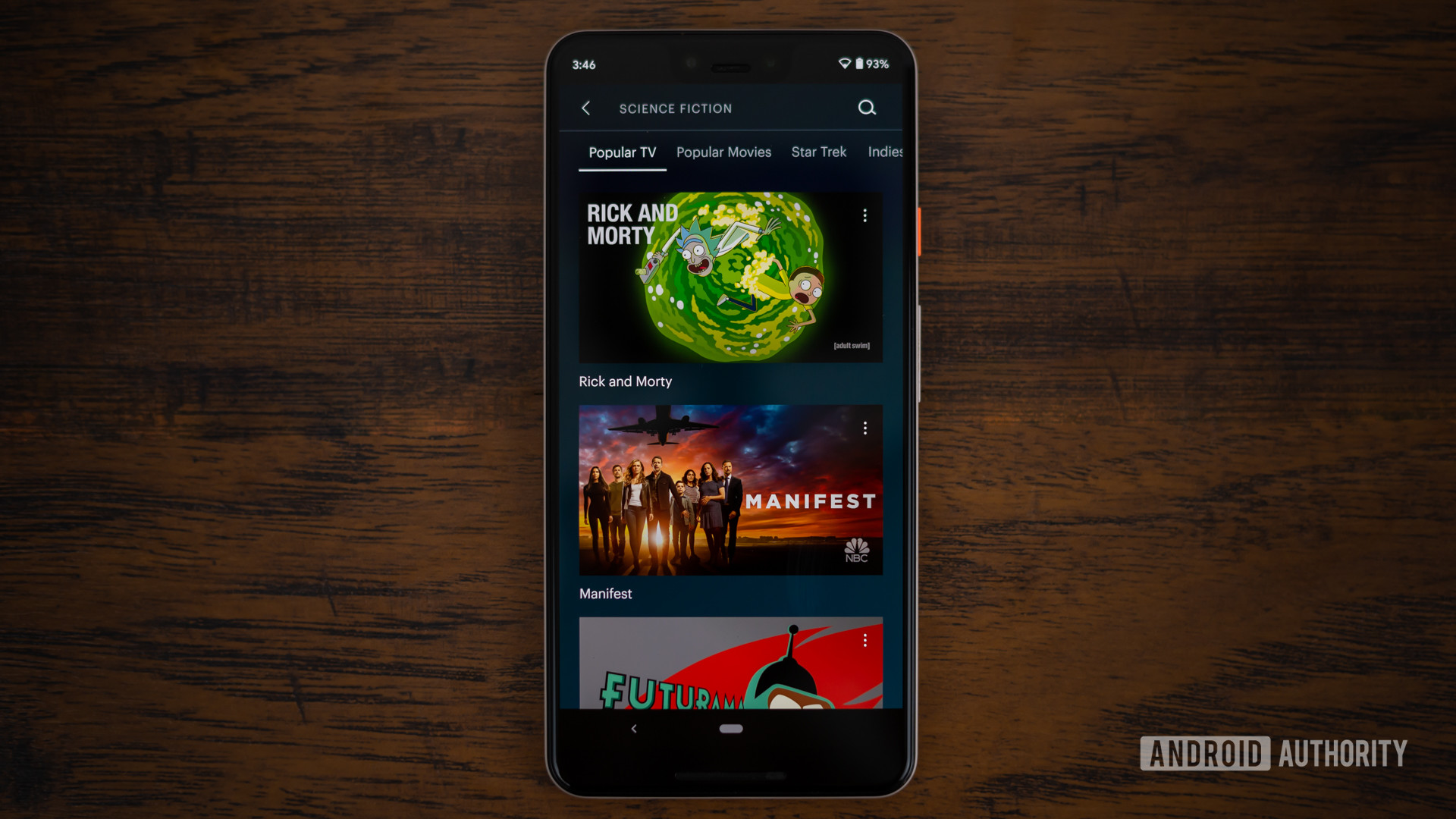 Hulu Science Fiction section shown on smartphone