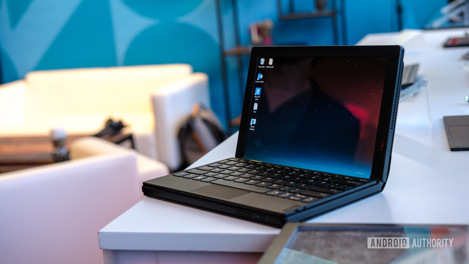 Lenovo Thinkpad X1 Fold half unfolded with keyboard - The best mini laptops