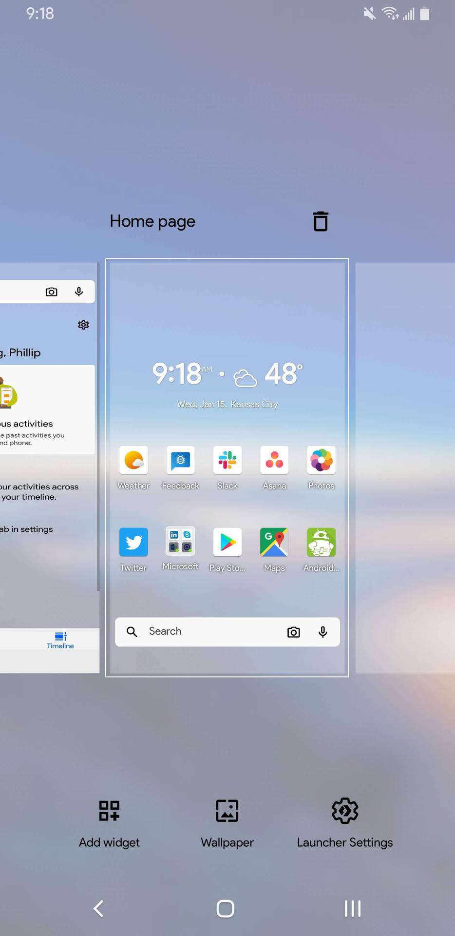 Microsoft Launcher 6.0 home page 2