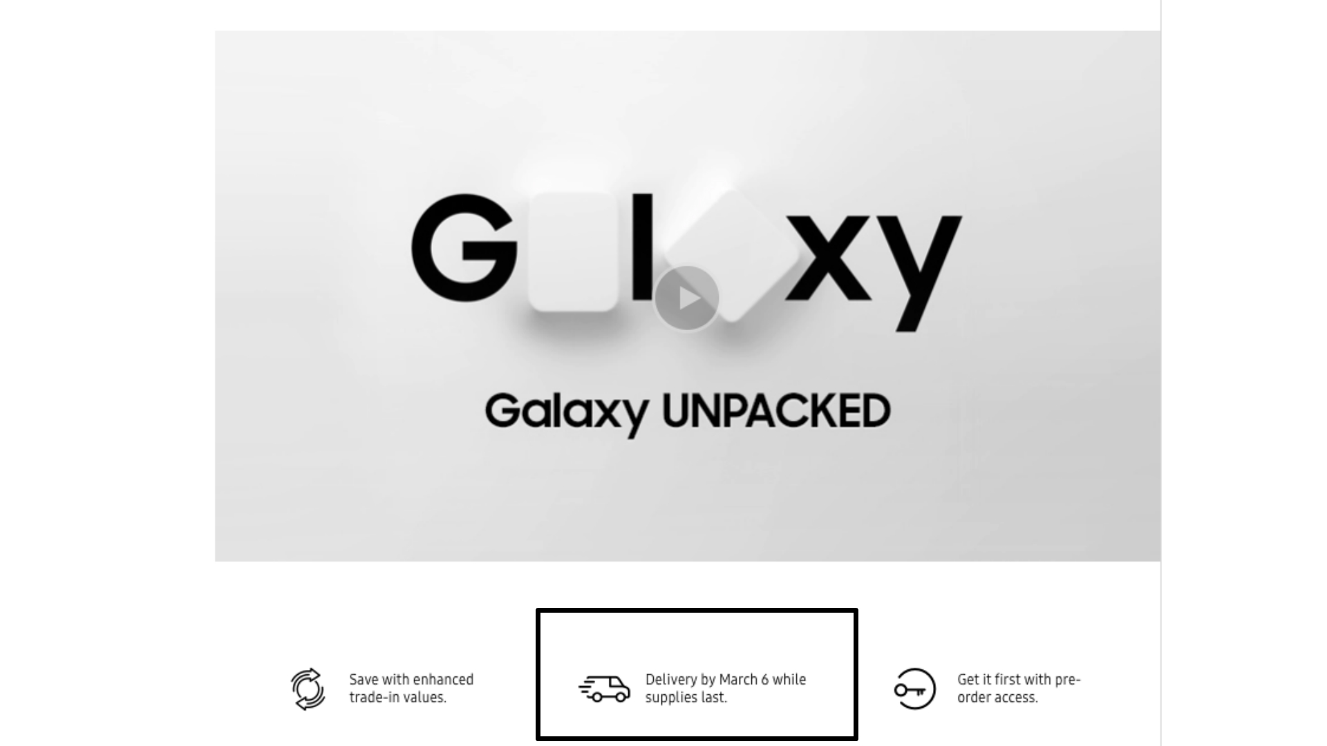 Samsung Galaxy S20 March 6 delivery