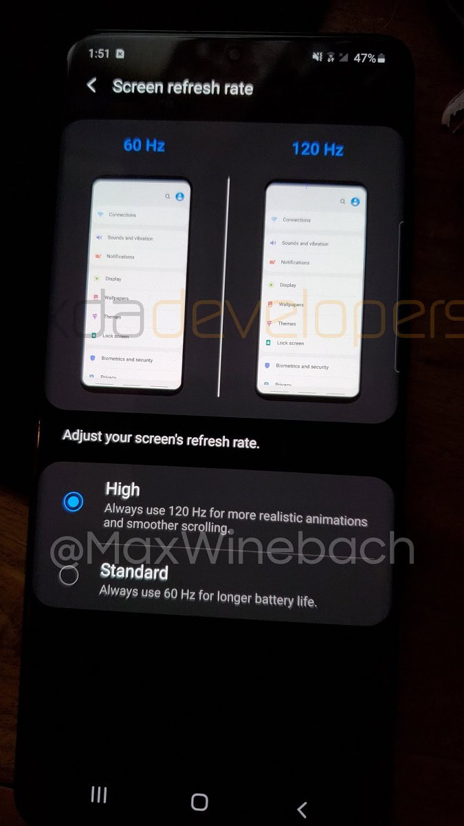 Samsung Galaxy S20 Screen Refresh Rate XDA Developers